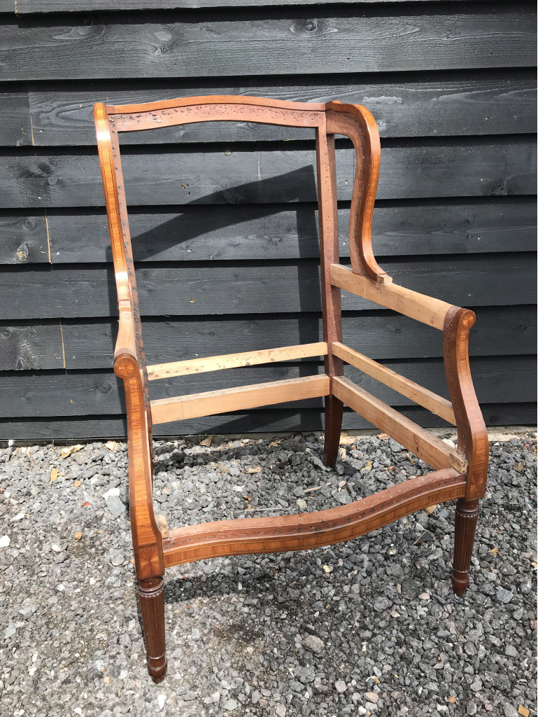 Satinwood Inlaid Wing Chair Frame